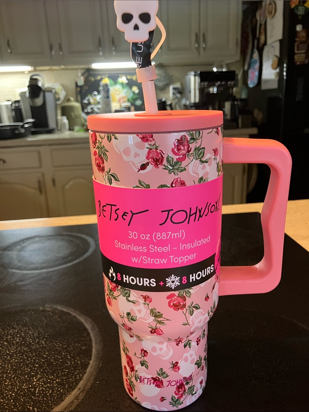 🩷Betsey Johnson 30 oz hot/cold tumbler coffee thermos mug NWT